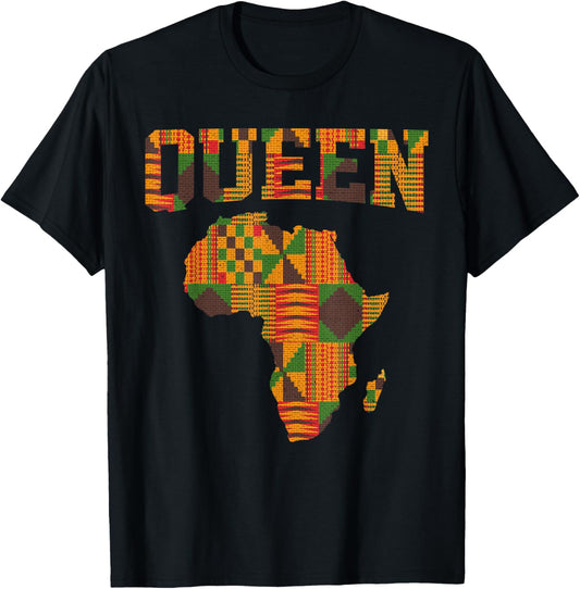 African Queen Art For Women Girls Kente Cloth African Print T-Shirt