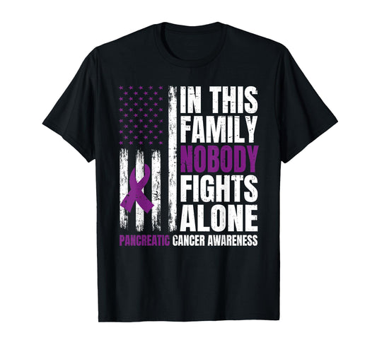 In This Family Nobody Fights Alone Pancreatic Cancer Support T-Shirt