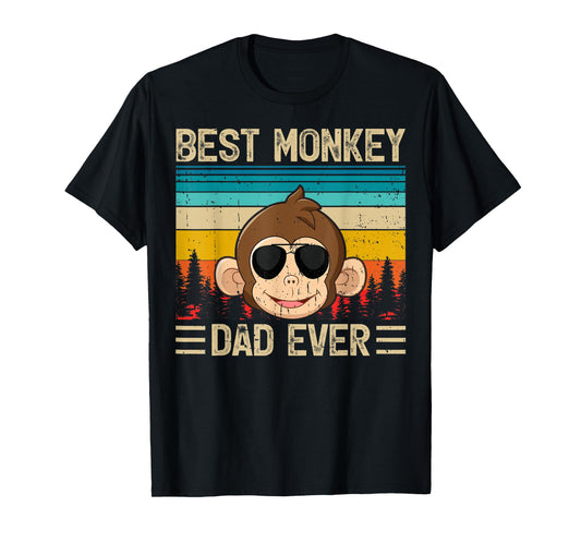 Mens Monkey Vintage Funny Best Monkey Dad Ever Father's Day T-Shirt