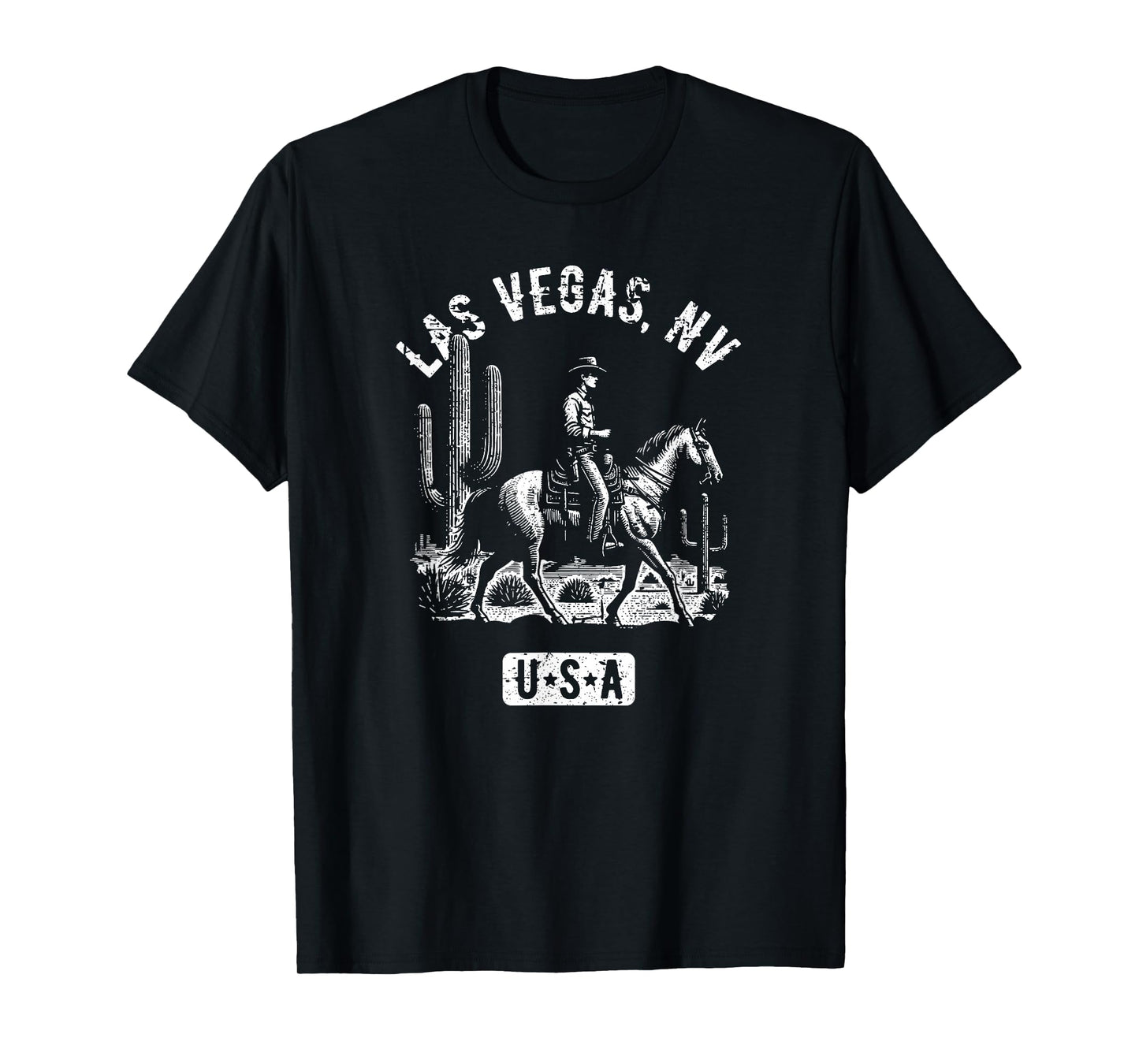 Las Vegas Nevada USA Cowboy Horse Distressed Style Design T-Shirt