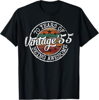 Vintage 1955 Bday Stamp 70th Birthday Gifts 70 Year Old T-Shirt