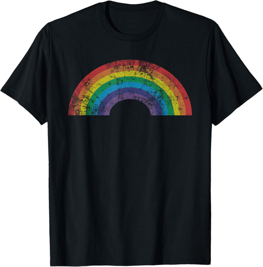 Rainbow Vintage 80's Retro Style Women Men Girls Gift T-Shirt