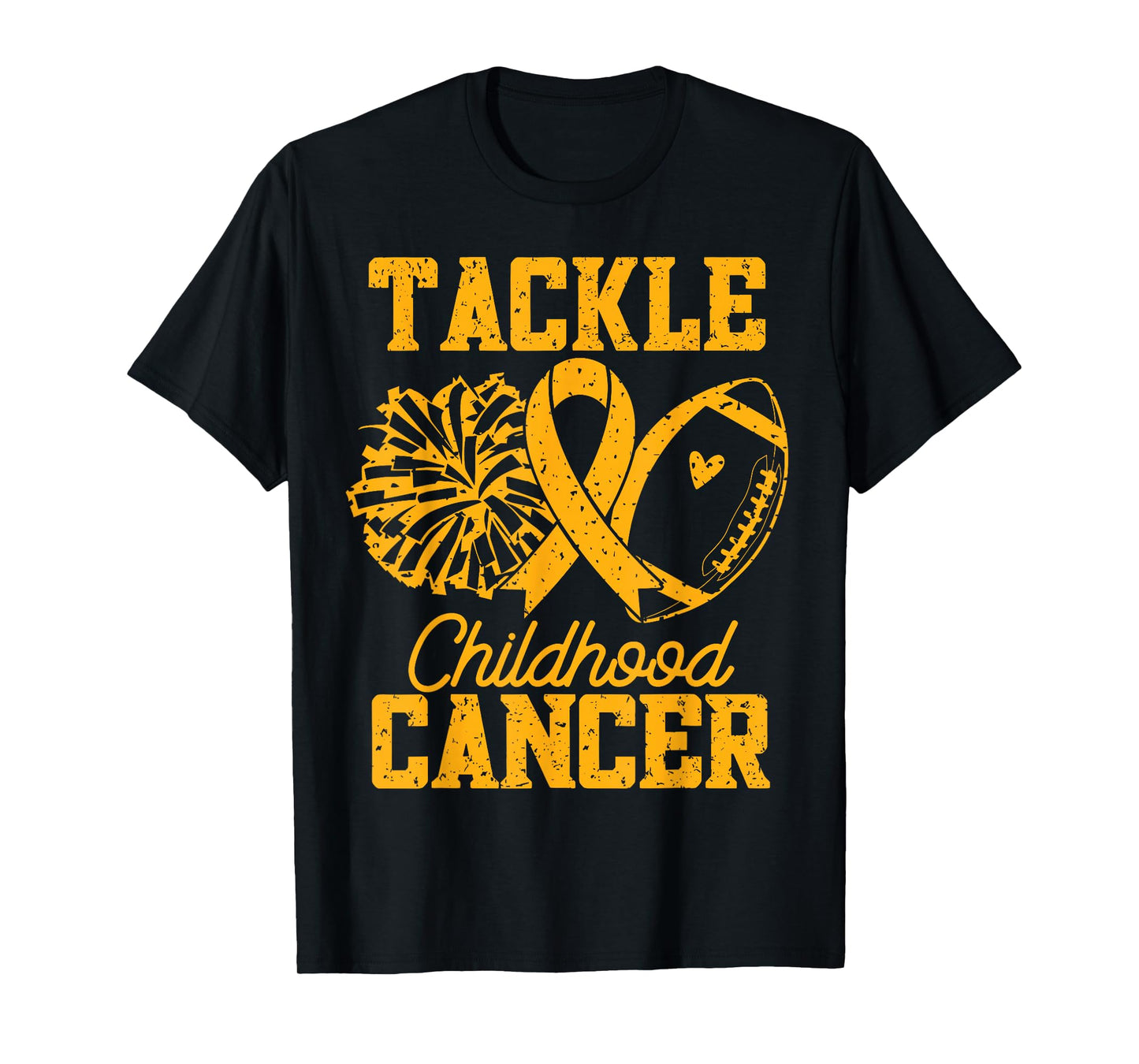 Gold Ribbon Football Tackle Childhood Cancer Awareness T-Shirt