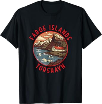 Faroe Islands Tórshavn Retro Distressed Circle T-Shirt