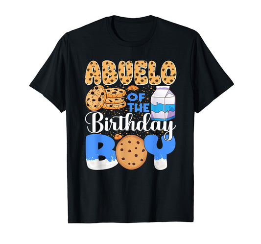 Abuelo of The Birthday Boy Milk and Cookies 1st Birthday T-Shirt
