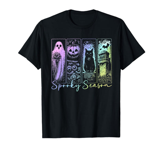 Vintage Funny Spooky Season Ghost Flower Halloween Costume T-Shirt