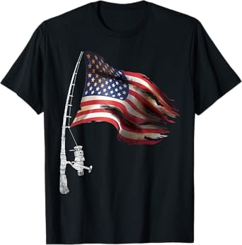 Fishing American Flag Fisherman Patriotic day 4th of July T-Shirt