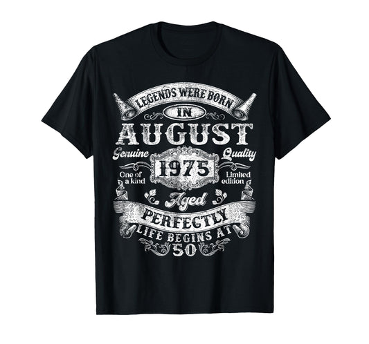 Legends Were Born in August 1975 Vintage 50th Birthday Men T-Shirt