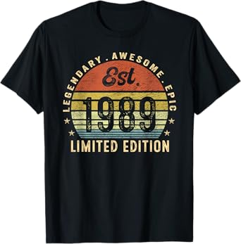 Est 1989 Limited Edition 35th Birthday Gifts 35 Year Old T-Shirt