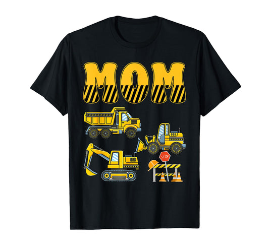 Funny Mom Dad Construction Excavator Kids Boy Family Set T-Shirt