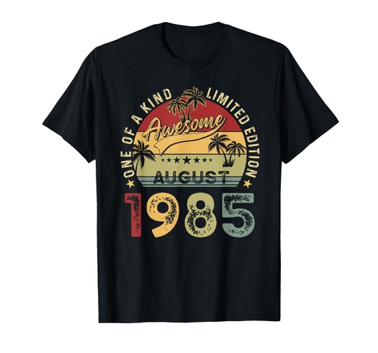 Awesome Since August 1985 Vintage Birthday Gift Men Women T-Shirt