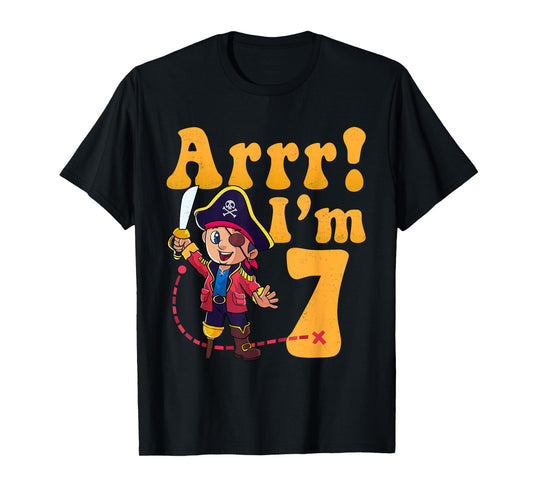 Kids 7th Pirate Birthday Party Arrr I'm 7 Seven Years Old T-Shirt