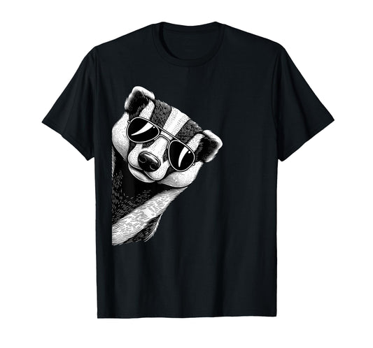 Funny Honey Badger Art Wearing Sunglasses T-Shirt
