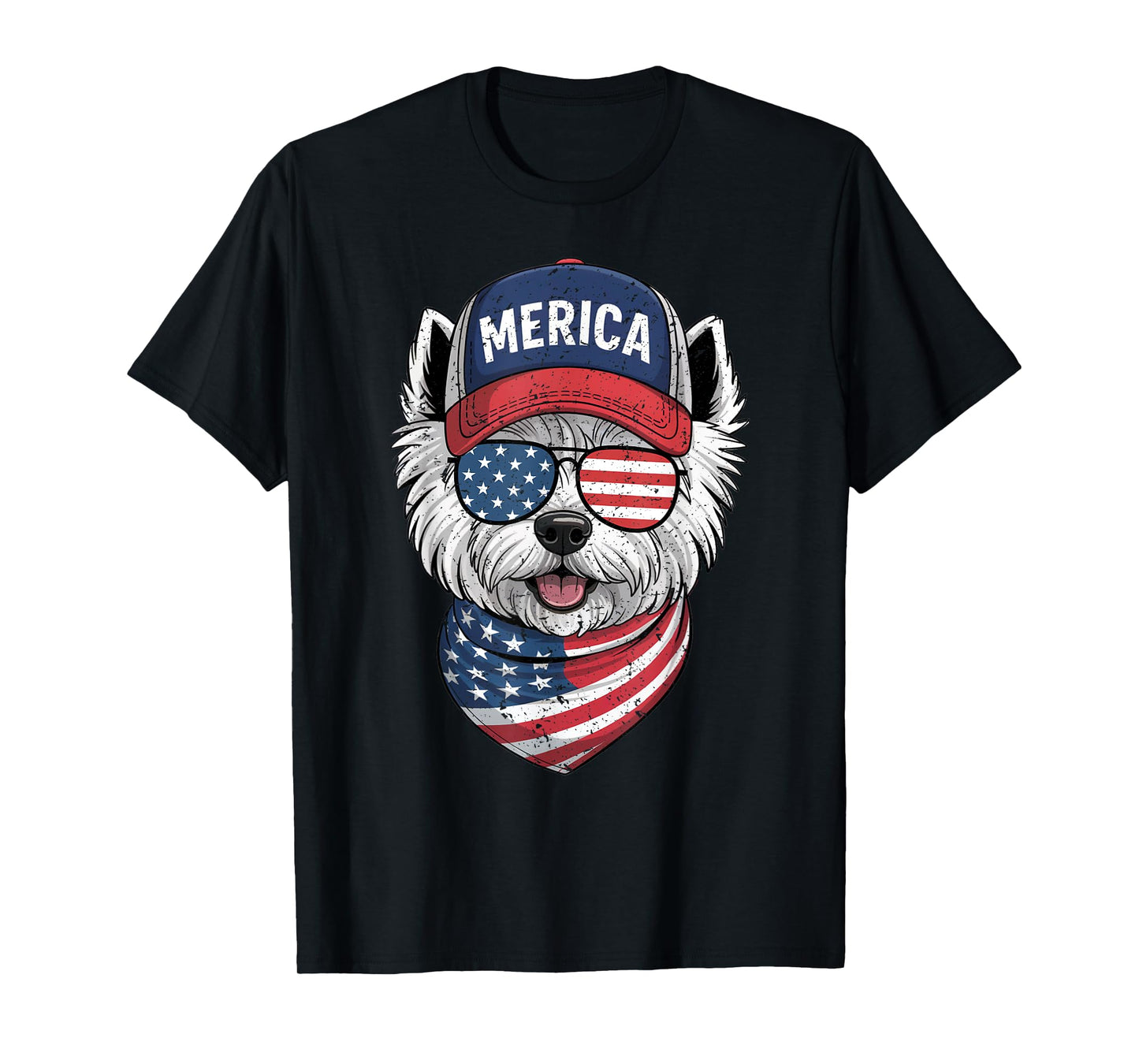 West Highland White Terrier 4th of July US American Flag T-Shirt