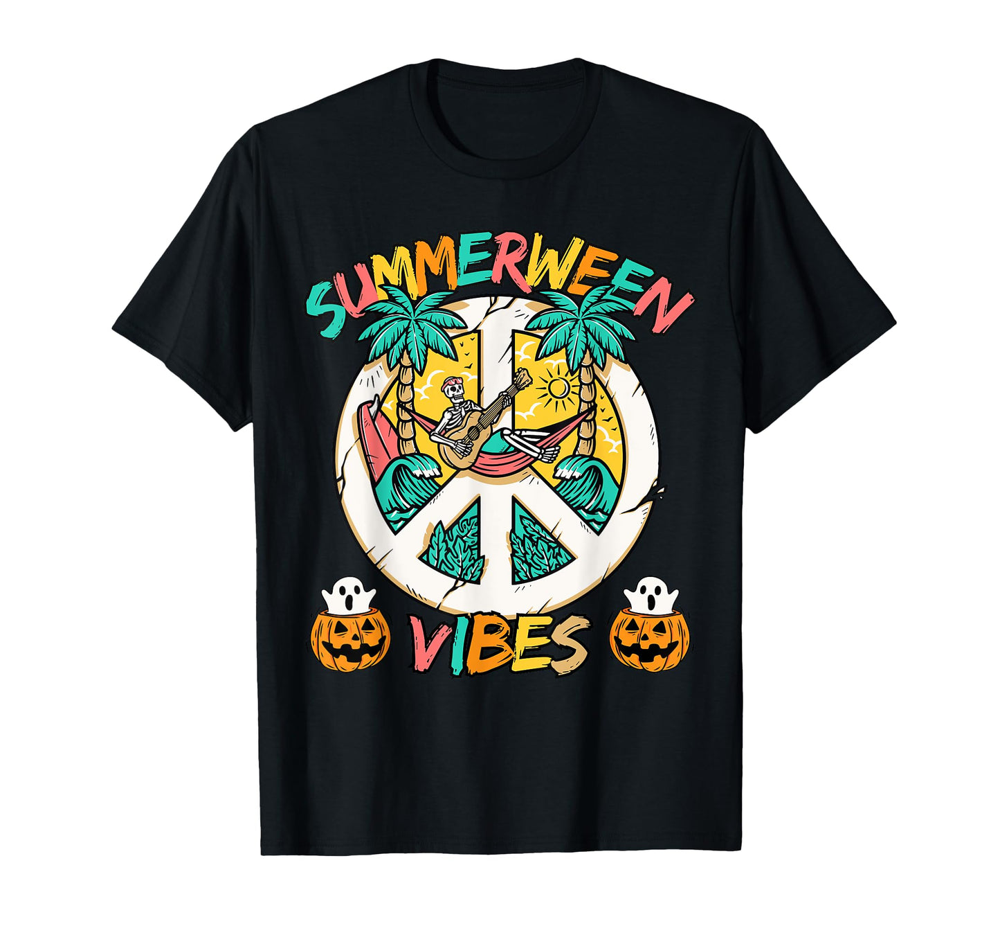 Summerween skeleton chill out at the Beach with summer vibes T-Shirt