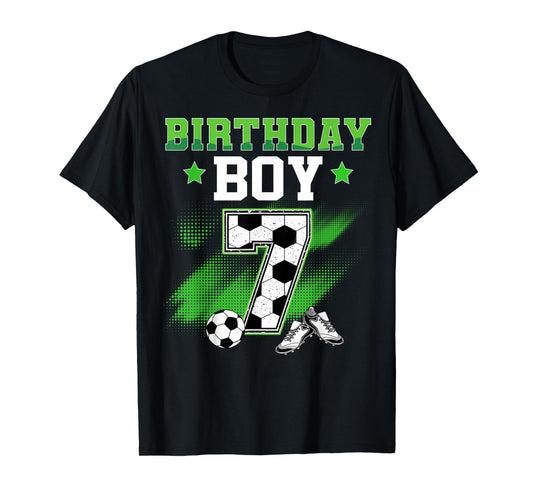 7th Birthday Boy Soccer 7 Year Old Sport 7yr Boys Party Kids T-Shirt