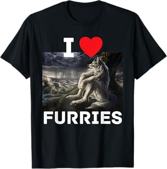 I Heart Furries Funny Cringe Furry Alpha Werewolf Wolf Meme T-Shirt