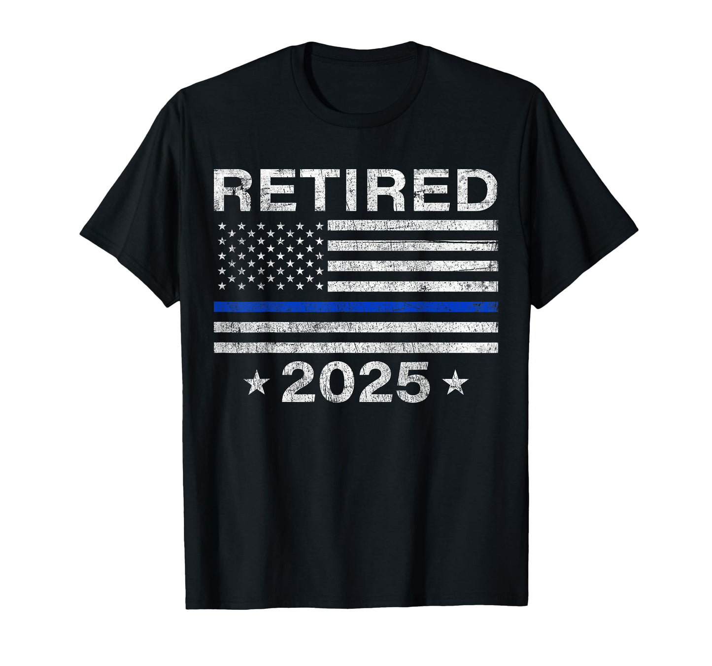 Retired 2025 Thin Blue Line US Flag Police Retirement Gifts T-Shirt