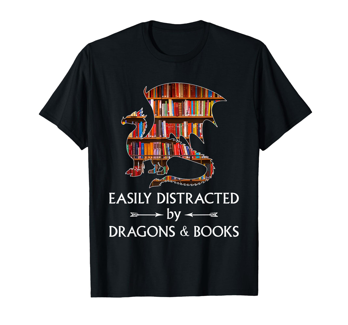 Vintage Retro by 4Do Limited Easily Distracted By Dragons And Books Book & Dragon Unisex T-Shirt