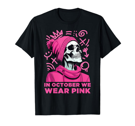 In October We Wear Pink Halloween Breast Cancer Awareness T-Shirt