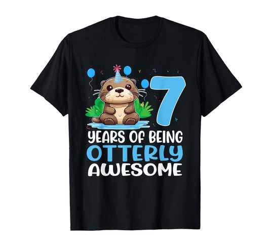 7 Years Of Being Otterly Awesome 7th Birthday Cute Otter T-Shirt