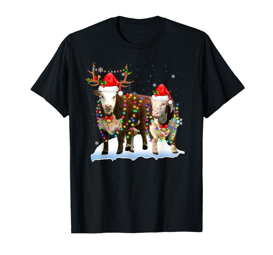 Hereford Christmas Tree Lights Reindeer Santa Xmas Pajama T-Shirt