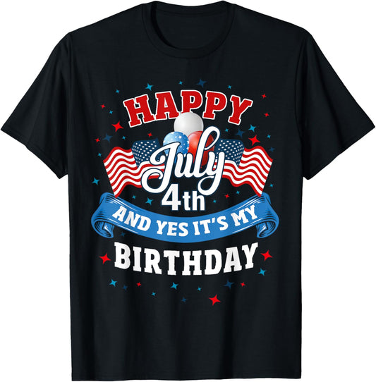 4th of July Birthday Shirt American Flag Happy July 4th T-Shirt