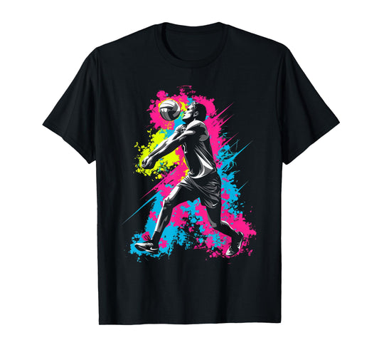 Colorful Volleyball Player for Men Women Kids Volleyball T-Shirt