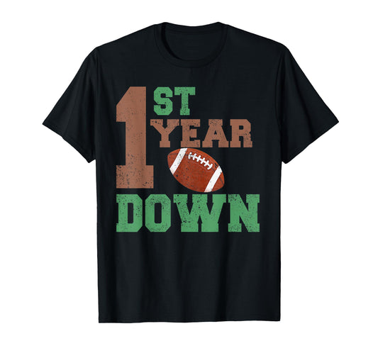 1st Year Down Football Lover First Birthday Boy Party T-Shirt