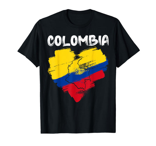Colombia Pride Hispanic Heritage Month Colombian Flag Heart T-Shirt