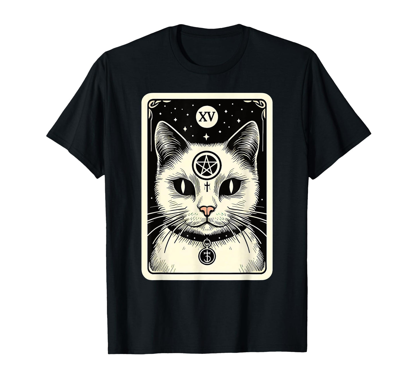 Tarot Card Cat The Devil, Satanic Goth Halloween Cat Men Women T-Shirt