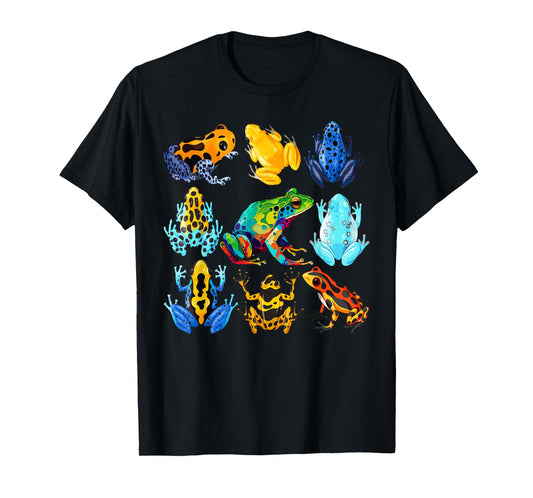 Colorful Collection Of Poison Dart Frogs Beautiful Nature T-Shirt