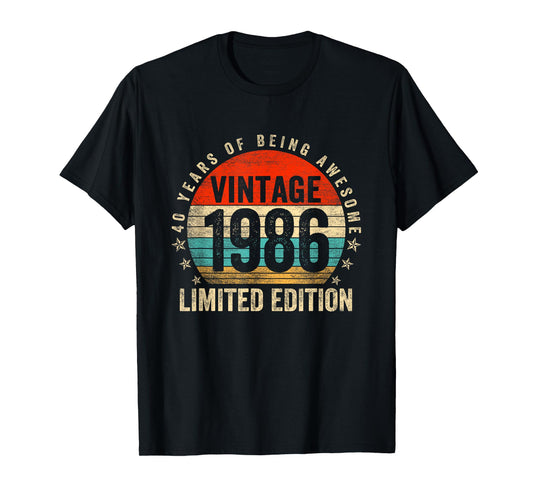 40 Years Old Vintage Born In 1986 Funny 40th Birthday Gifts T-Shirt