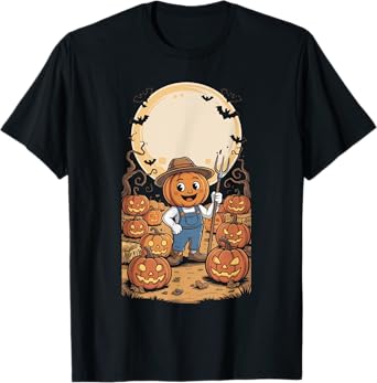 Cute Pumpkin Head Farmer Costume Fall Halloween Vibe Men T-Shirt