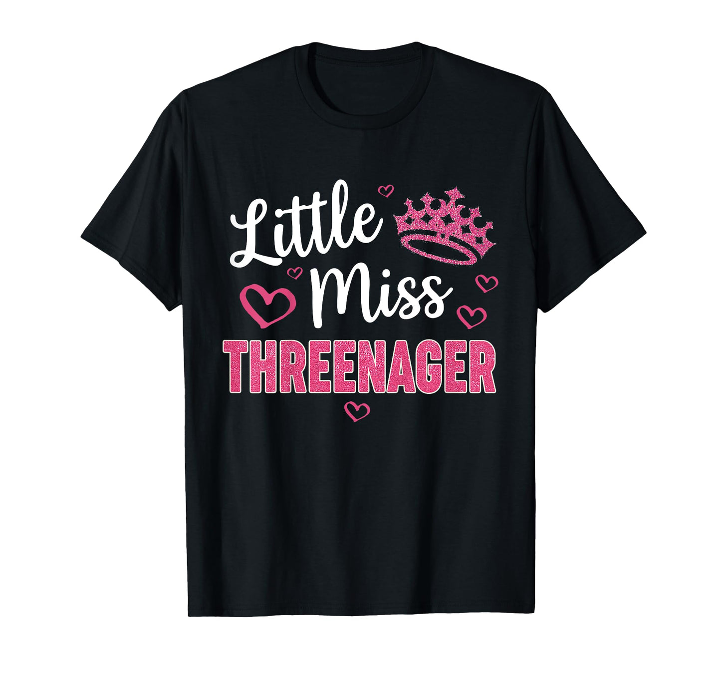 Little Miss Threenager Girl Happy 3rd Birthday Girl Toddler T-Shirt