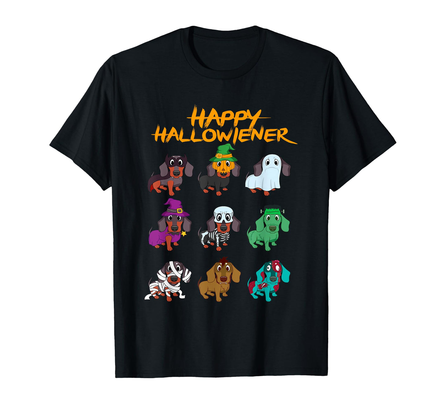 Happy Hallowiener Funny Halloween Daschund Weiner Dog Gift T-Shirt for Men Women Kids