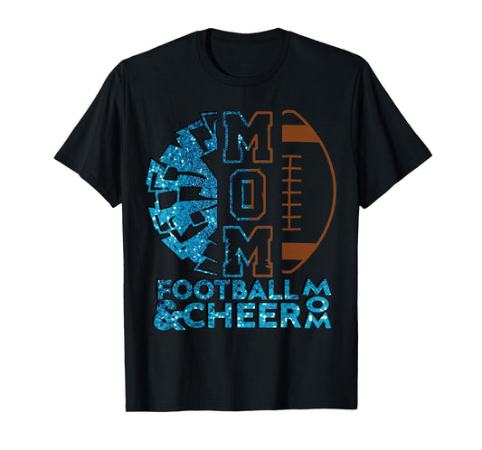 Cheer Football Cheerleading Mom Of Both Messy Bun Bleached T-Shirt