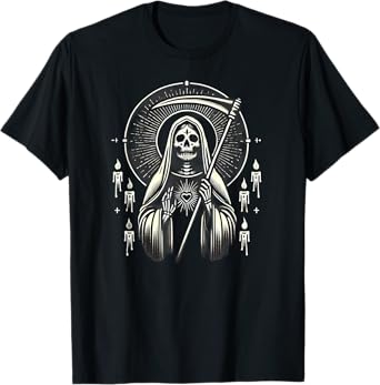 Santa Muerte Sacred Art – Mystical Skeleton with Scythe T-Shirt
