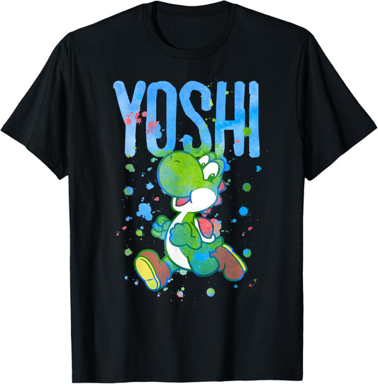 Nintendo Super Mario Yoshi Watercolor Splash Graphic T-Shirt