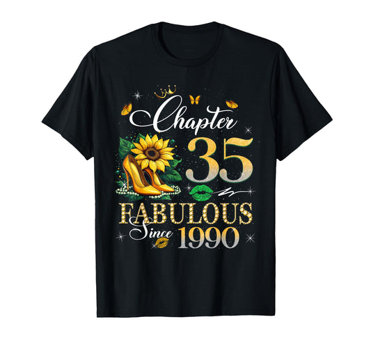 Chapter 35 Fabulous Since 1990 35th Birthday Queen Diamond T-Shirt