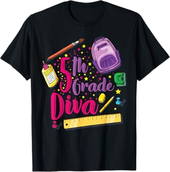 5th Grade Diva Shirt First Day of School Girl Clothes Gift T-Shirt