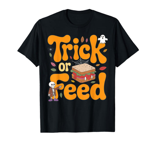 Trick Or Feed Lunch Lady Cafeteria Crew Spooky Halloween T-Shirt