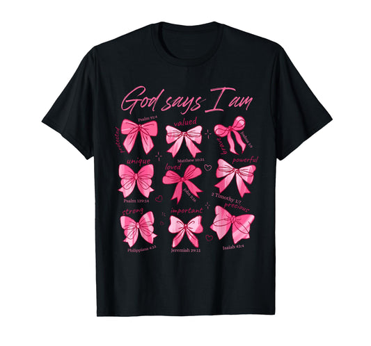 Christian God Say Am Bow Jesus Teen Girl Women Good Sister T-Shirt