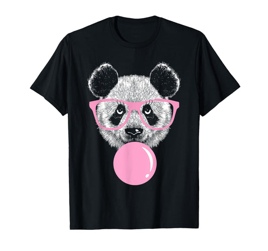Cool Panda Face Eating Gum And Makes A Bubble Tee Cute Panda T-Shirt