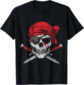 Pirate Flag Skull And Crossbones Skeleton Graphic Halloween T-Shirt