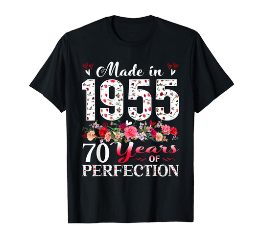 70 Year Old Floral Made In 1955 70th Birthday Women Apparel T-Shirt