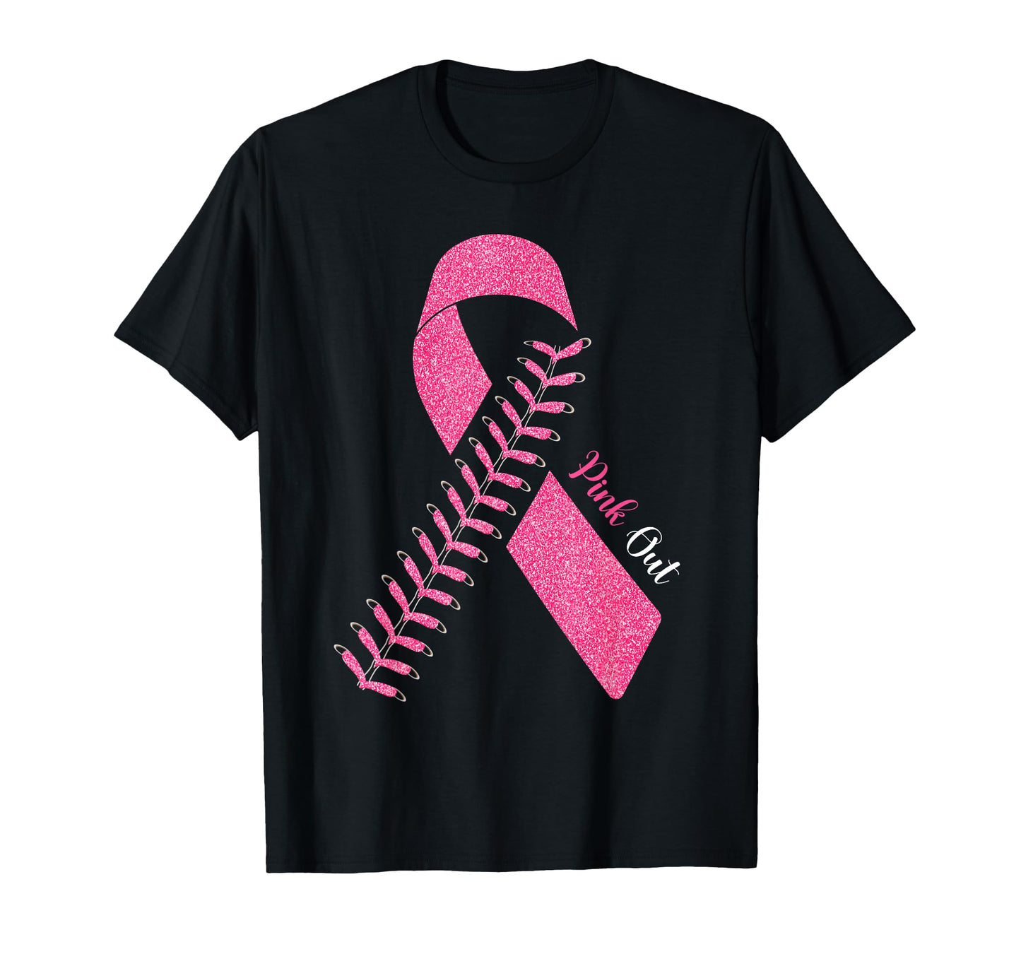 Pink Out Breast Cancer Awareness Baseball Ball & Pink Ribbon T-Shirt