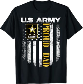 Vintage U.S. Army Proud Dad With American Flag Gift T-Shirt