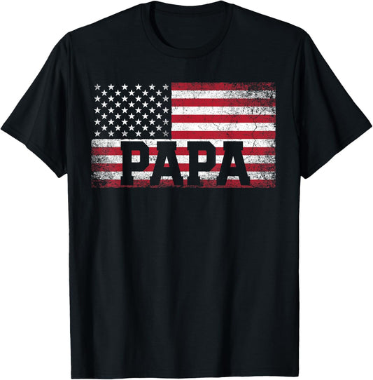 Papa American Flag Father's Day 4th of July Gift Grandpa T-Shirt