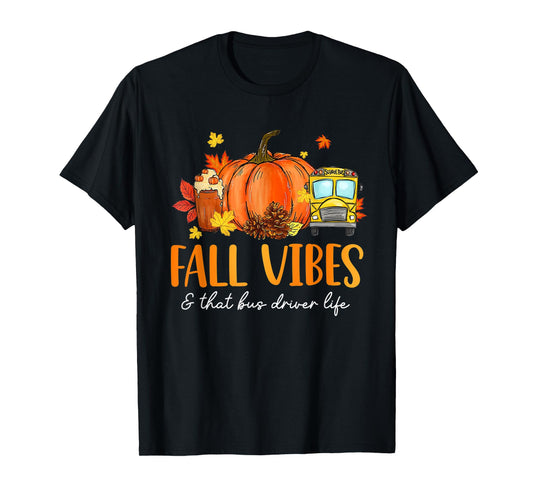 Fall Vibes & That Bus Driver Life Leopard Pumpkin Season T-Shirt